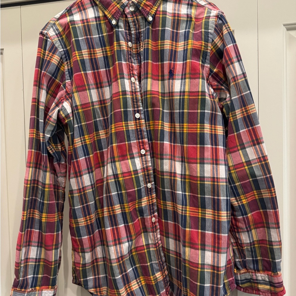 Ralph Lauren Red and Blue Casual Button Down Shirt